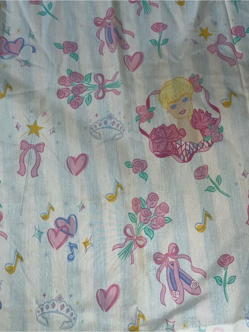 1995 Barbie Cinderella Flat Sheet Made in USA Vintage Doll Print Cotton Blend